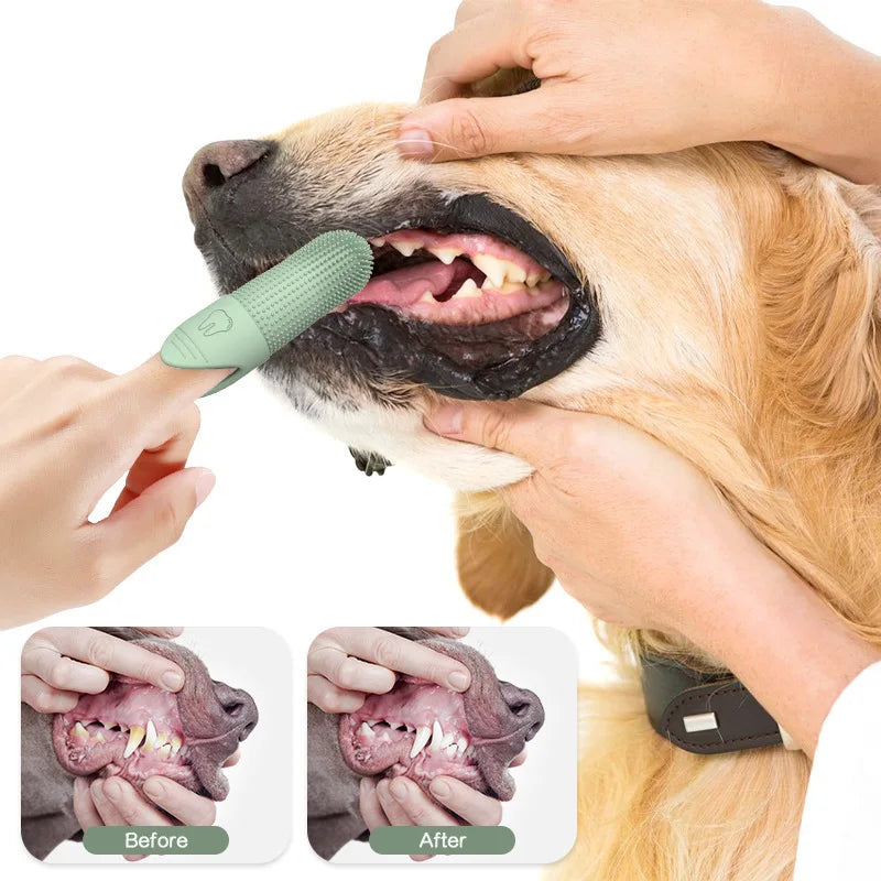 Escova de dentes macia de sílica gel para cães